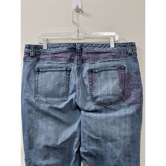 Venezia Womens Denim w Pink Floral Paint Accent Mid Rise Straight Jeans Size 18 - Picture 6 of 10